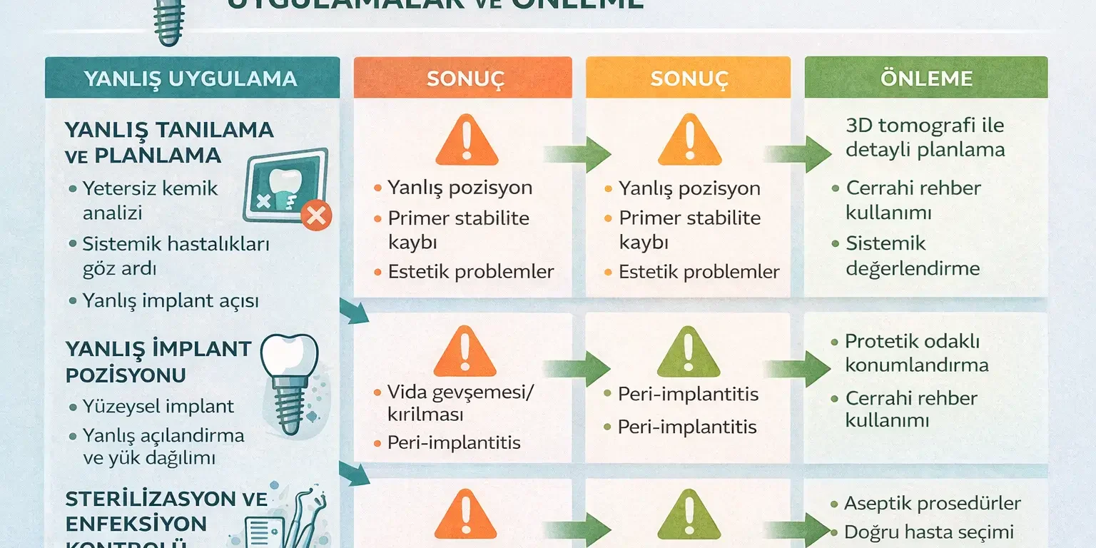 klinikte yapılan implant yanlışları ve yanlışları önleme